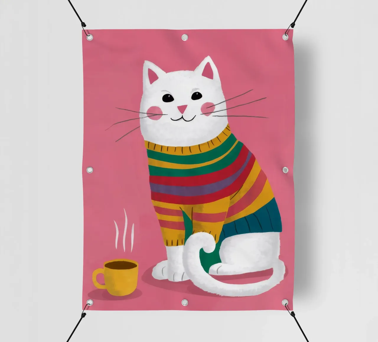 Gatto con maglione arcobaleno telo in pvc da Lumie Layers