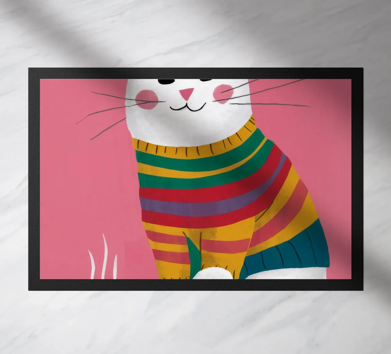 Gatto con maglione arcobaleno zerbino da Lumie Layers