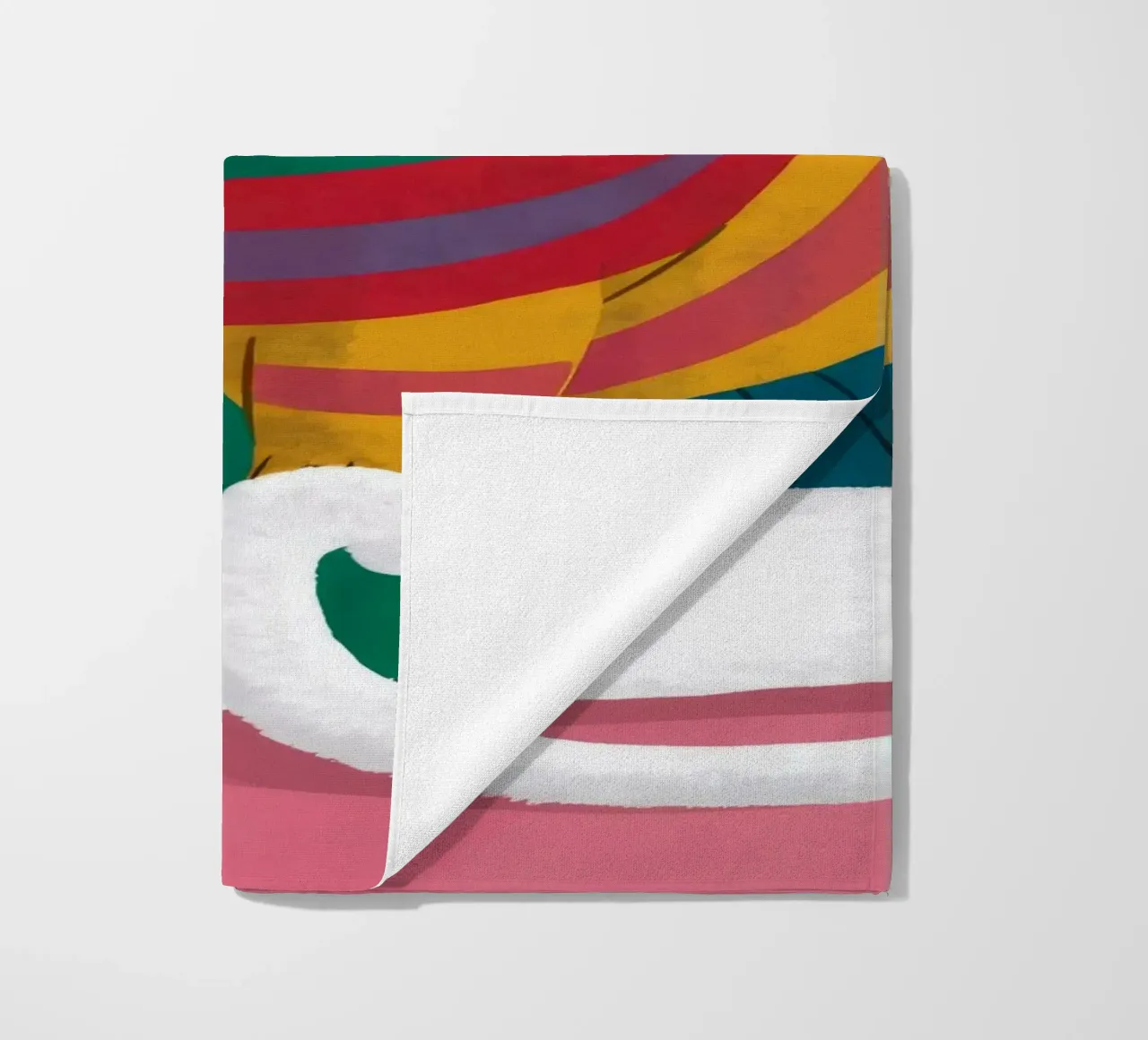 Gatto con maglione arcobaleno telo mare da Lumie Layers