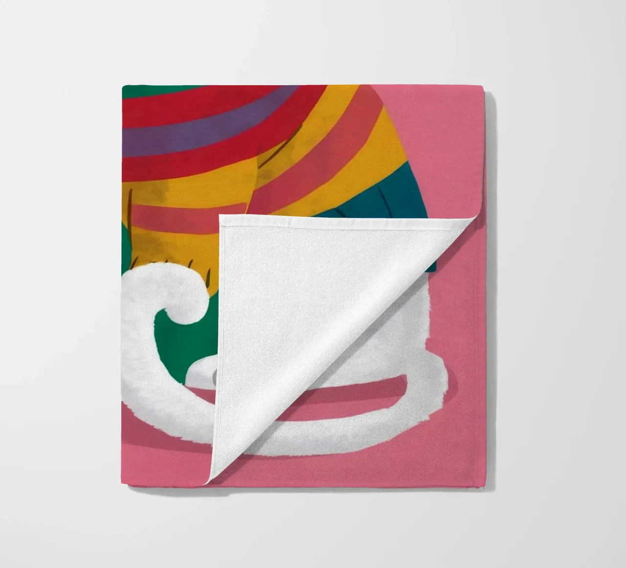 Gatto con maglione arcobaleno telo mare da Lumie Layers