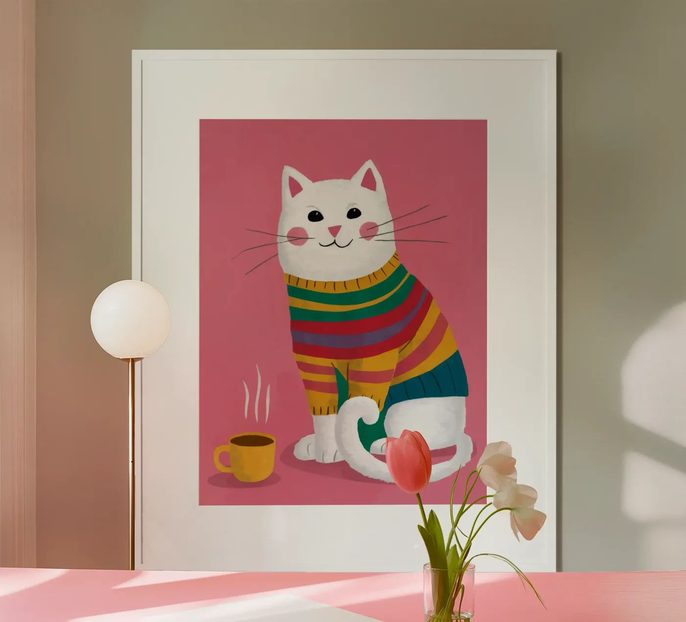 Regenbogen-Pullover Katze Poster von Lumie Layers