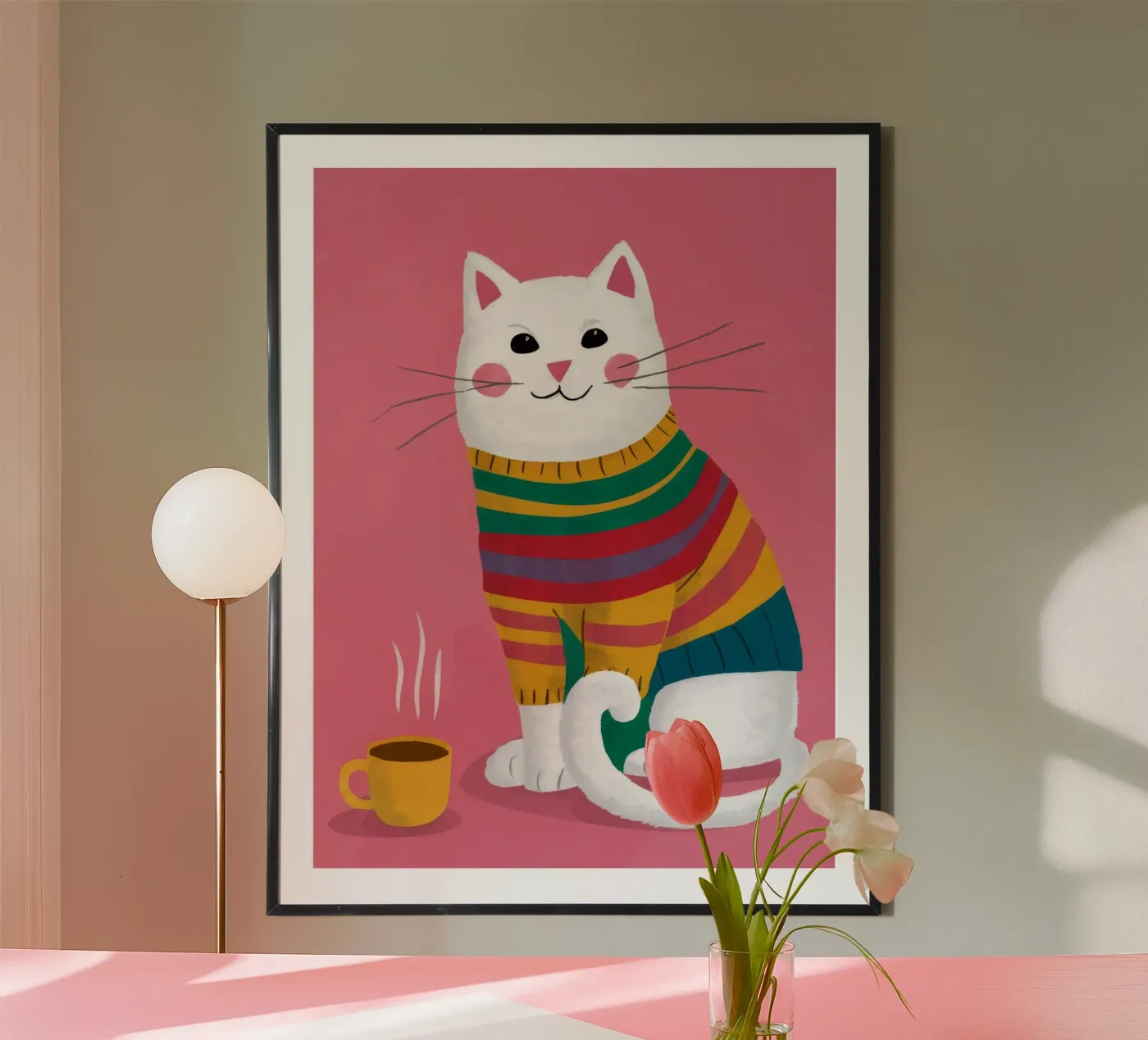 Regenbogen-Pullover Katze Poster von Lumie Layers