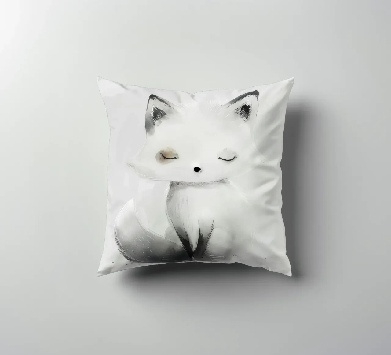Illustrazione ad acquerello di una volpe seduta cuscino da DesignDoodle