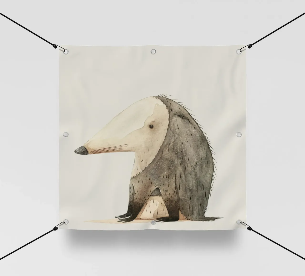 Illustrazione ad acquerello di un animale stilizzato simile a un toporagno telo in pvc da DesignDoodle