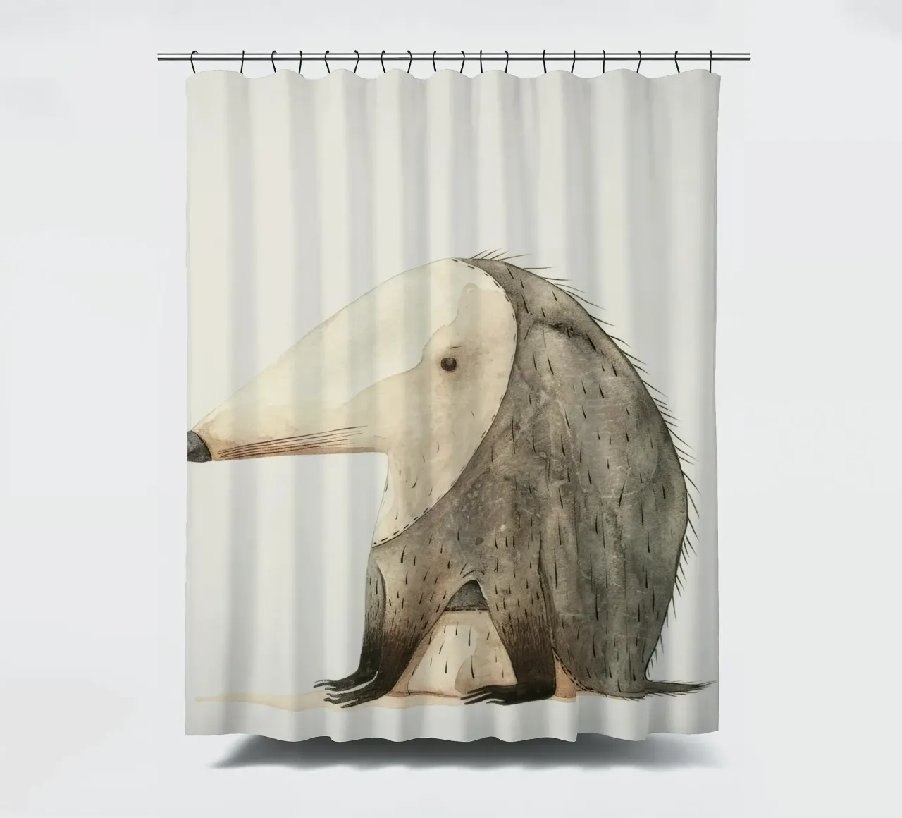 Illustrazione ad acquerello di un animale stilizzato simile a un toporagno tenda da doccia da DesignDoodle