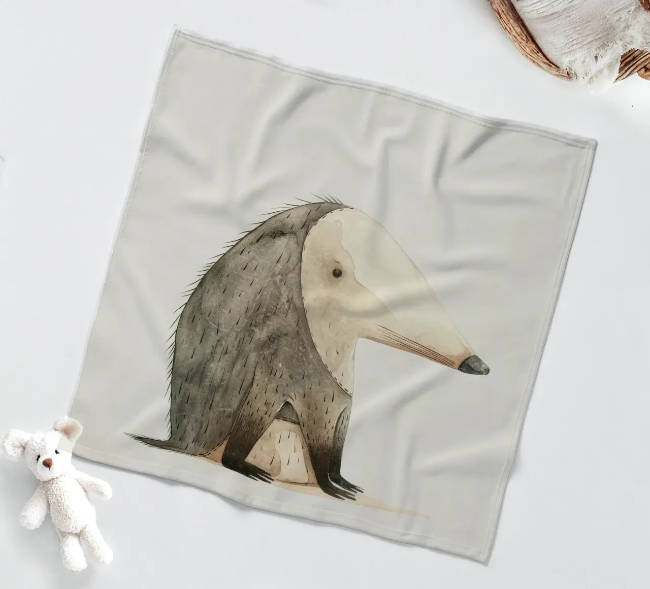 Illustrazione ad acquerello di un animale stilizzato simile a un toporagno coperta in pile da DesignDoodle