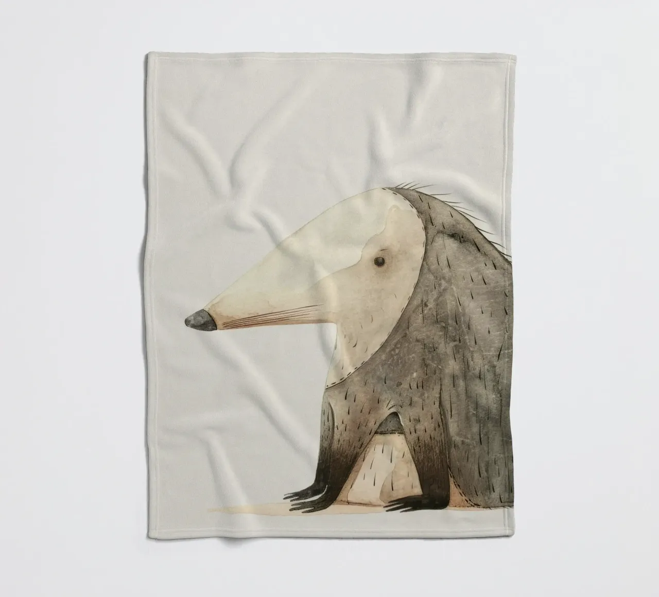 Illustrazione ad acquerello di un animale stilizzato simile a un toporagno coperta in pile da DesignDoodle