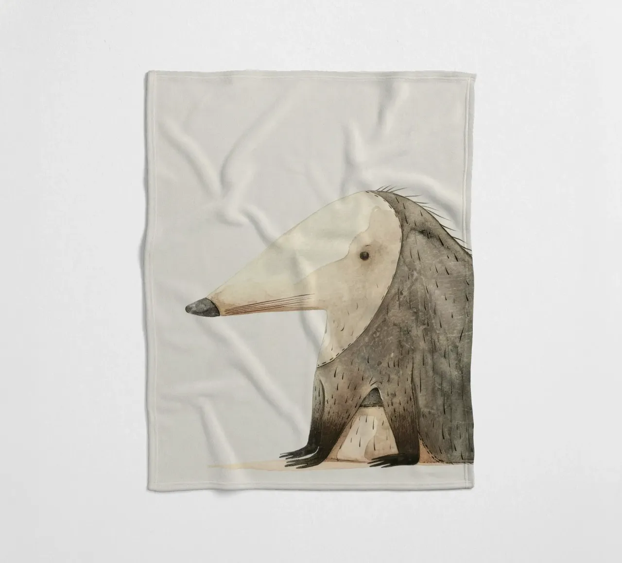 Illustrazione ad acquerello di un animale stilizzato simile a un toporagno coperta in pile da DesignDoodle