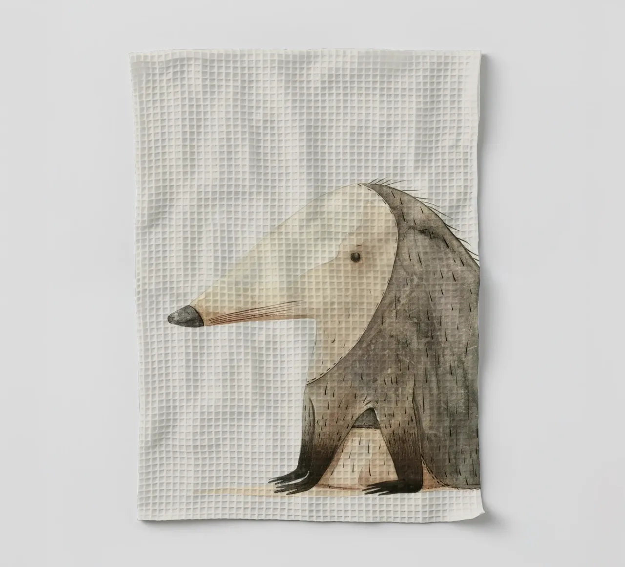 Illustrazione ad acquerello di un animale stilizzato simile a un toporagno canovaccio da cucina da DesignDoodle