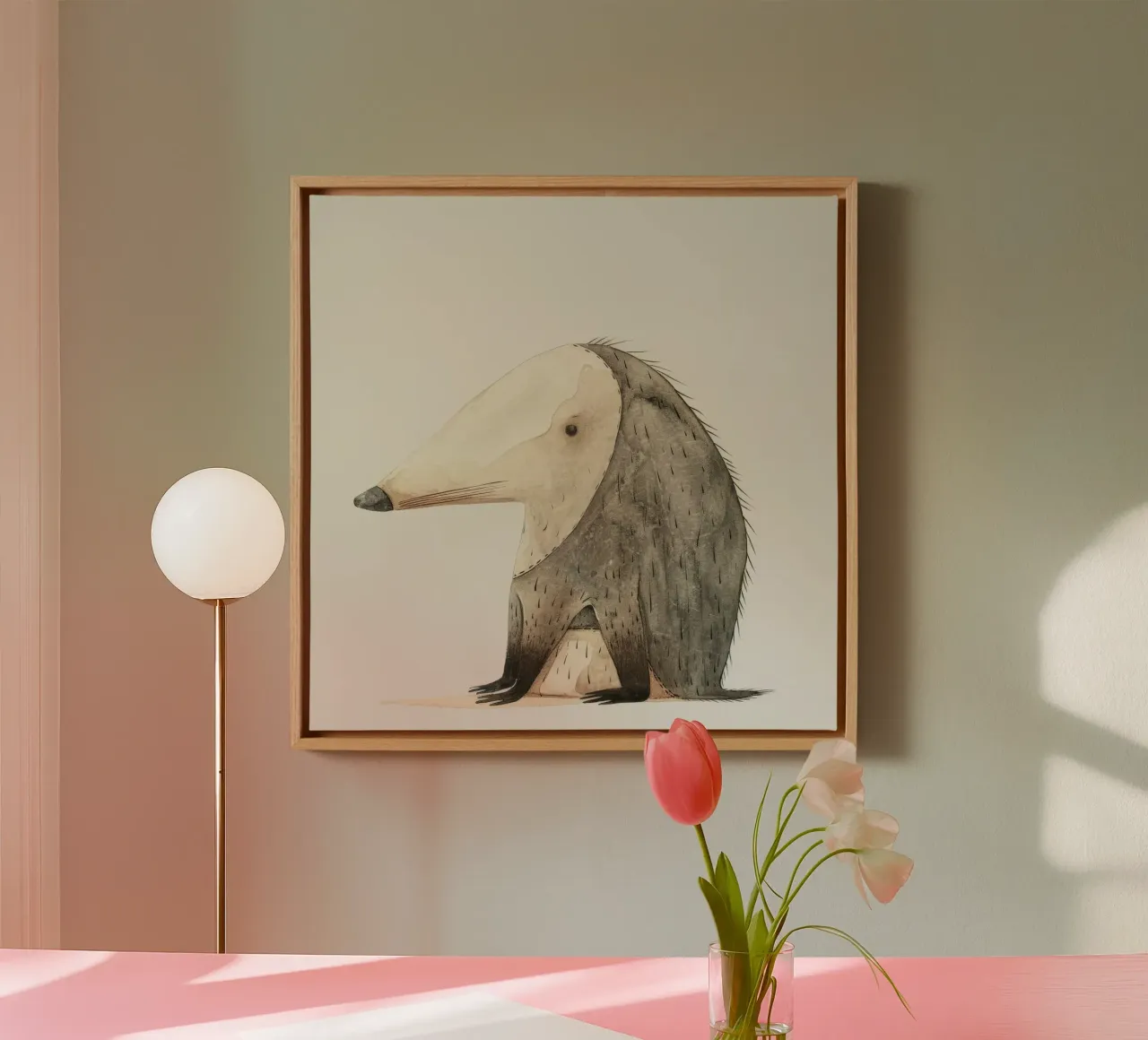 Illustrazione ad acquerello di un animale stilizzato simile a un toporagno tela da DesignDoodle