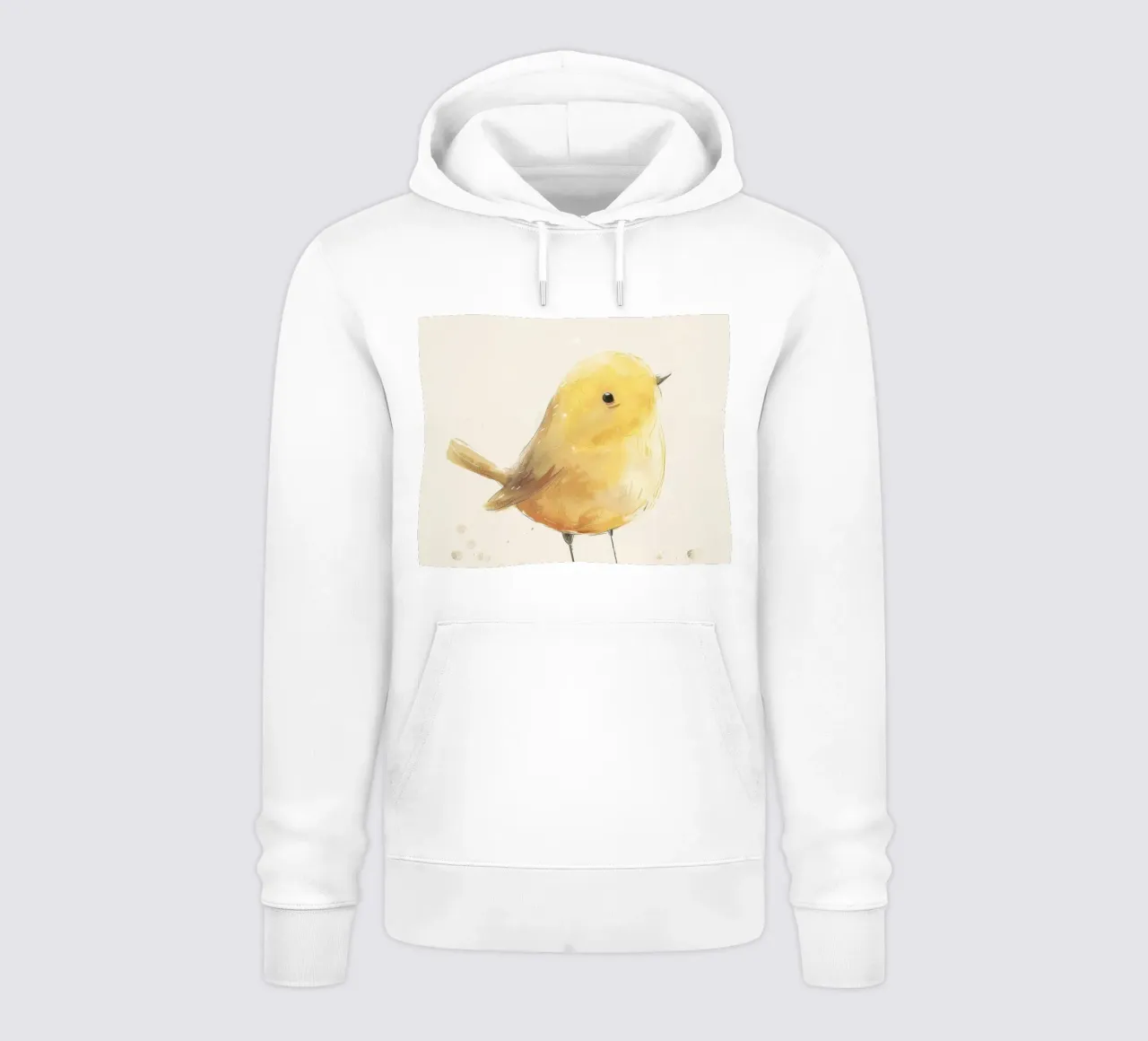 Illustrazione ad acquerello di un uccello giallo felpa con cappuccio da DesignDoodle