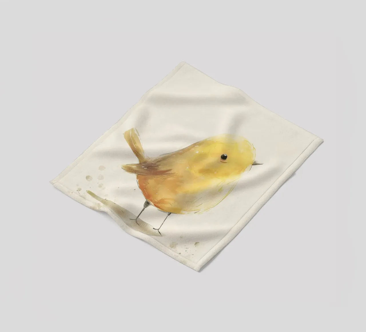 Illustrazione ad acquerello di un uccello giallo coperta in pile da DesignDoodle