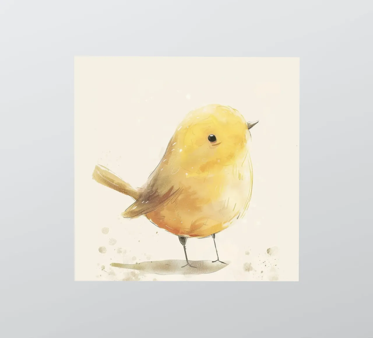 Ilustración en acuarela de un pájaro amarillo pegatina de DesignDoodle