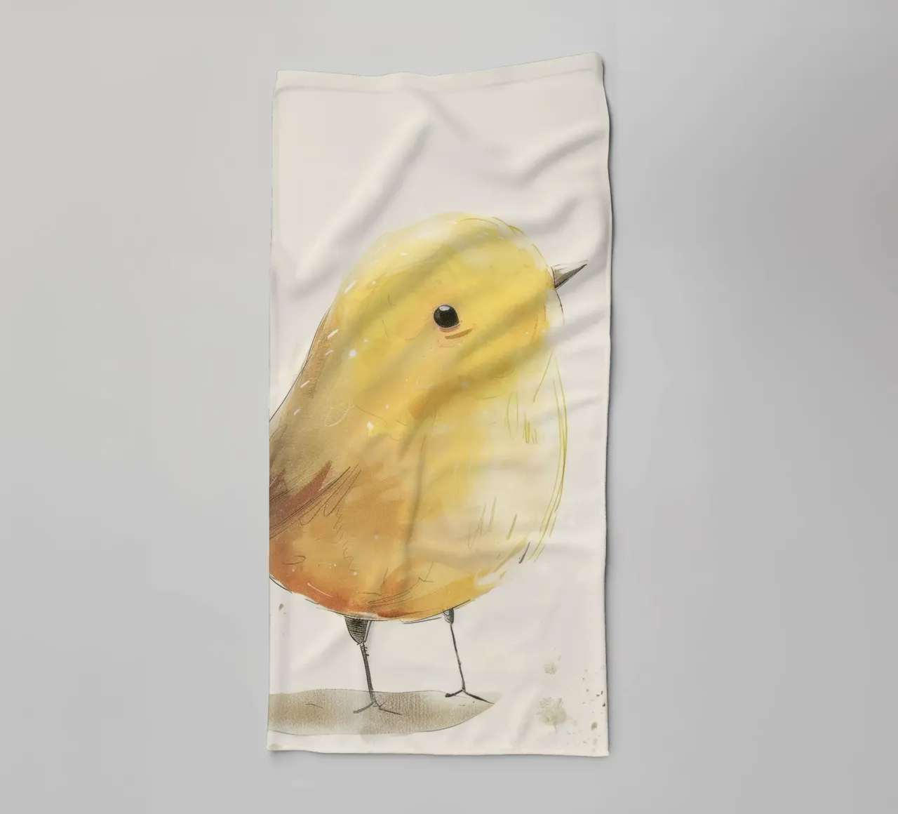 Illustration à l'aquarelle d'un oiseau jaune serviette de bain de DesignDoodle
