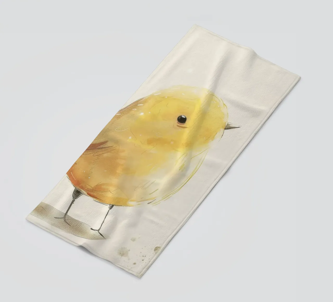 Illustrazione ad acquerello di un uccello giallo telo mare da DesignDoodle