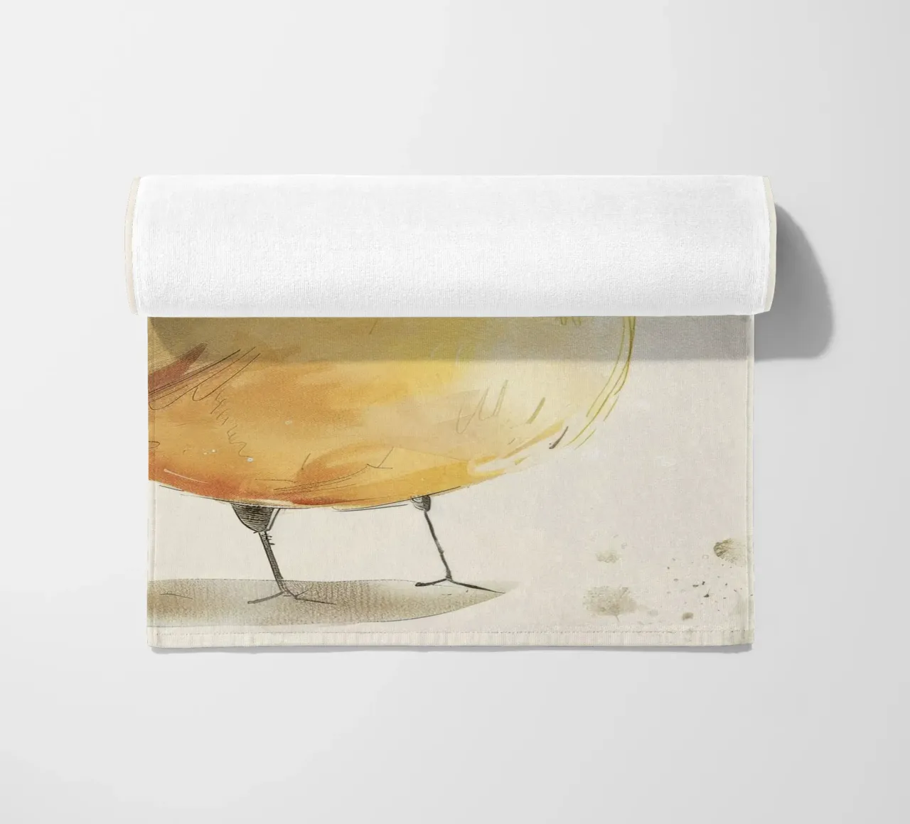 Illustrazione ad acquerello di un uccello giallo telo mare da DesignDoodle