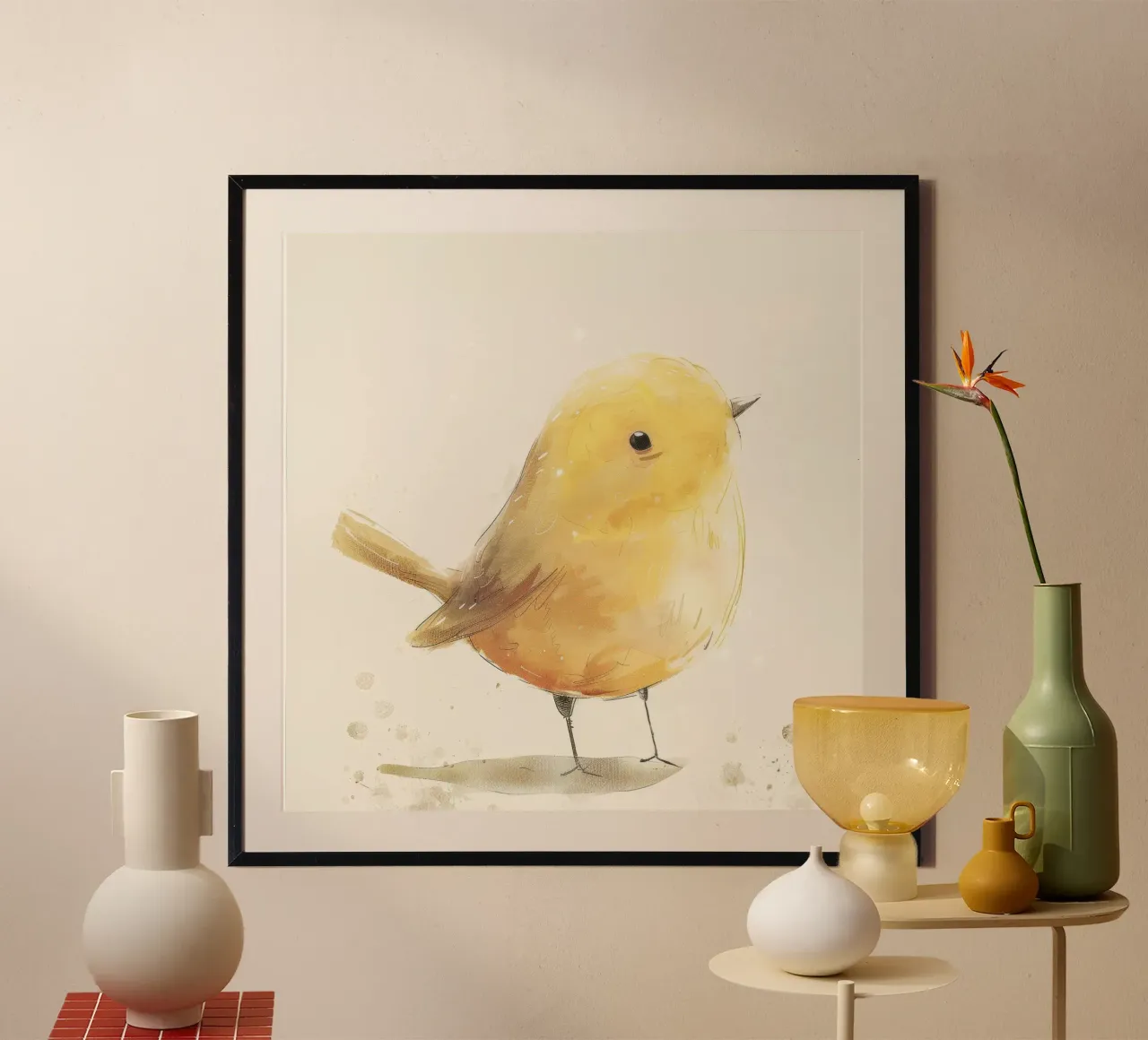 Illustration à l'aquarelle d'un oiseau jaune hahnemühle de DesignDoodle