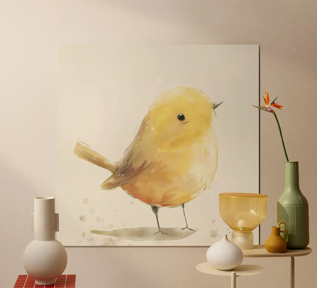 Illustration à l'aquarelle d'un oiseau jaune hahnemühle de DesignDoodle