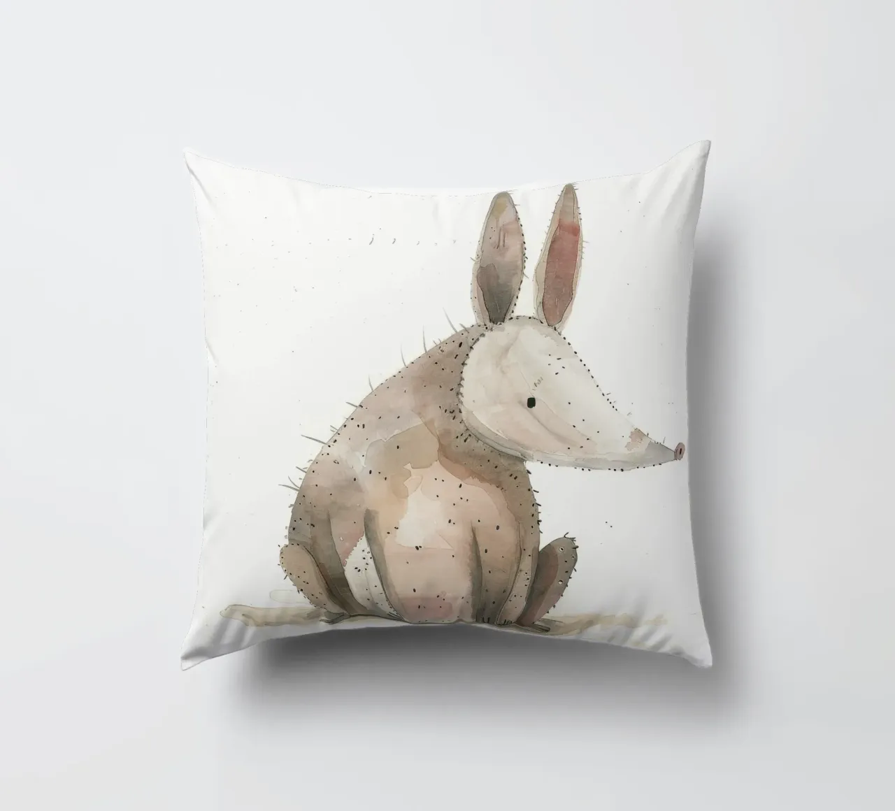 Illustrazione ad acquerello di un oritteropo cuscino da DesignDoodle