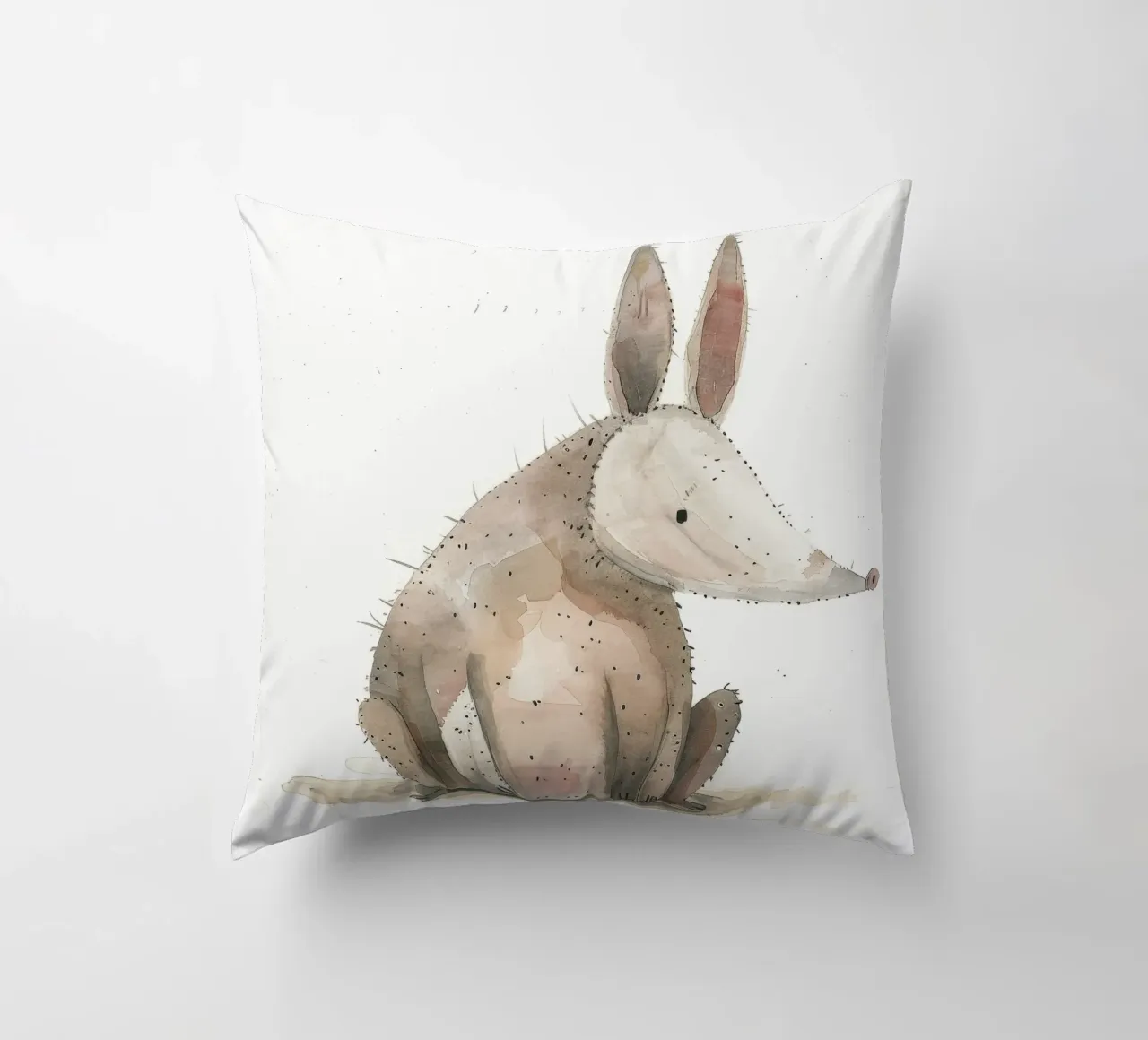 Illustrazione ad acquerello di un oritteropo cuscino da DesignDoodle