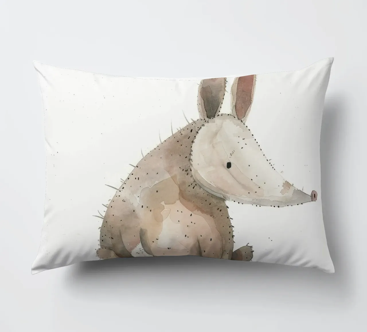 Illustrazione ad acquerello di un oritteropo cuscino da DesignDoodle