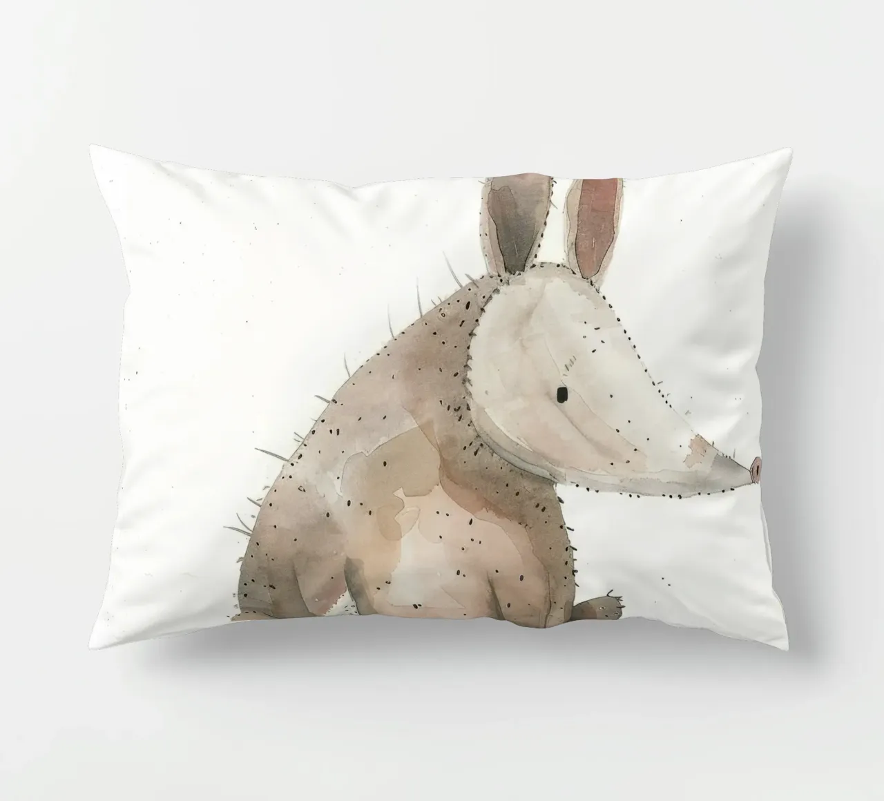 Illustrazione ad acquerello di un oritteropo cuscino da DesignDoodle