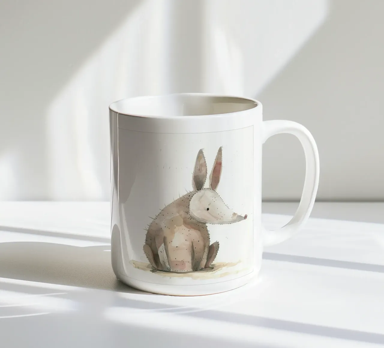 Illustrazione ad acquerello di un oritteropo tazza in ceramica da DesignDoodle