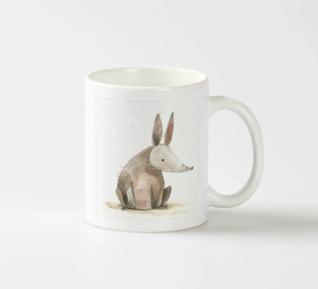 Illustrazione ad acquerello di un oritteropo tazza in ceramica da DesignDoodle