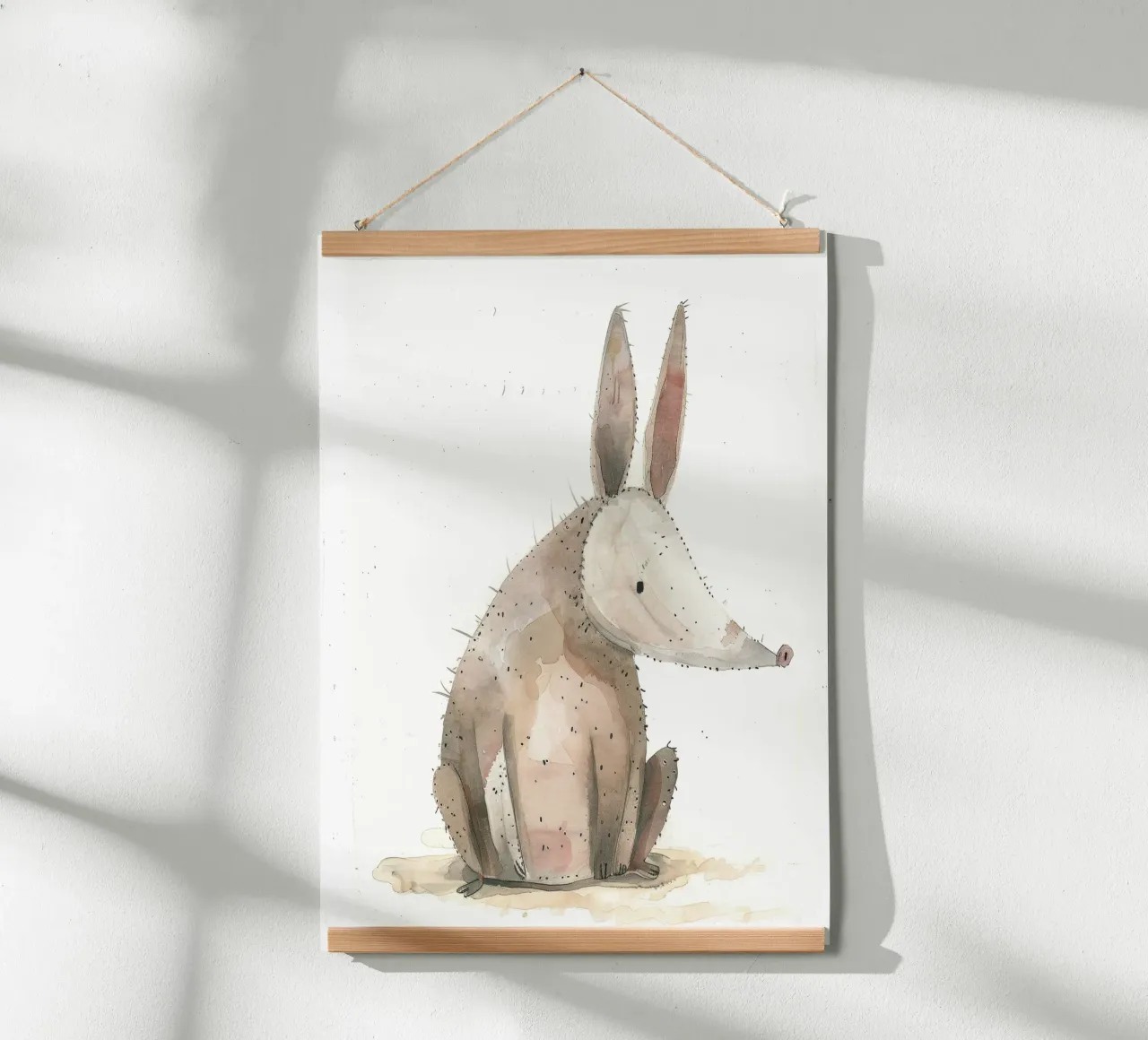 Illustrazione ad acquerello di un oritteropo carta hahnemühle da DesignDoodle