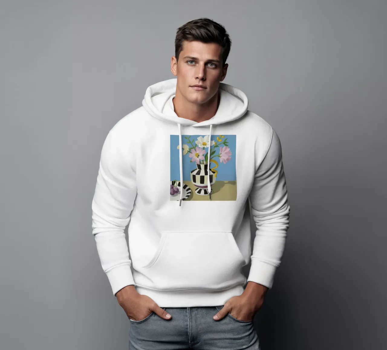 Fiori in vaso a righe felpa con cappuccio da Lumie Layers