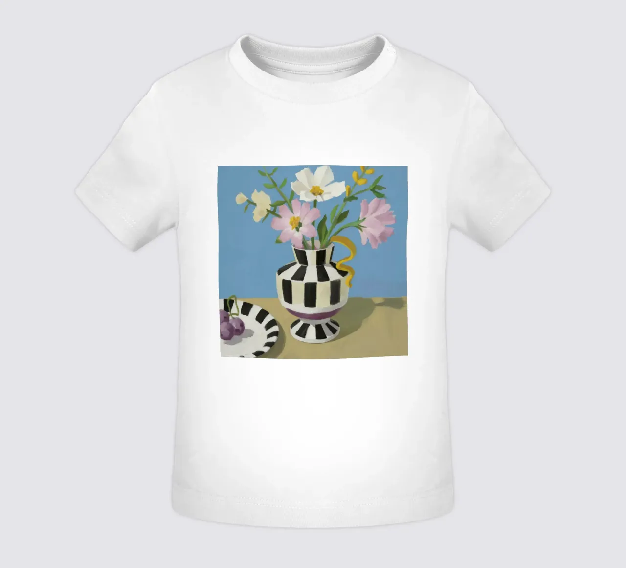 Fiori in vaso a righe maglietta neonato da Lumie Layers