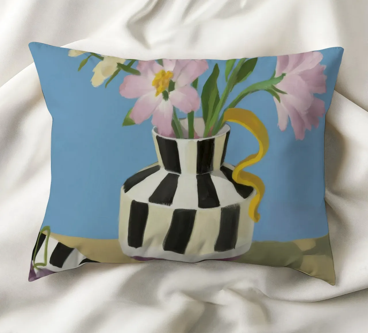 Fiori in vaso a righe cuscino da Lumie Layers