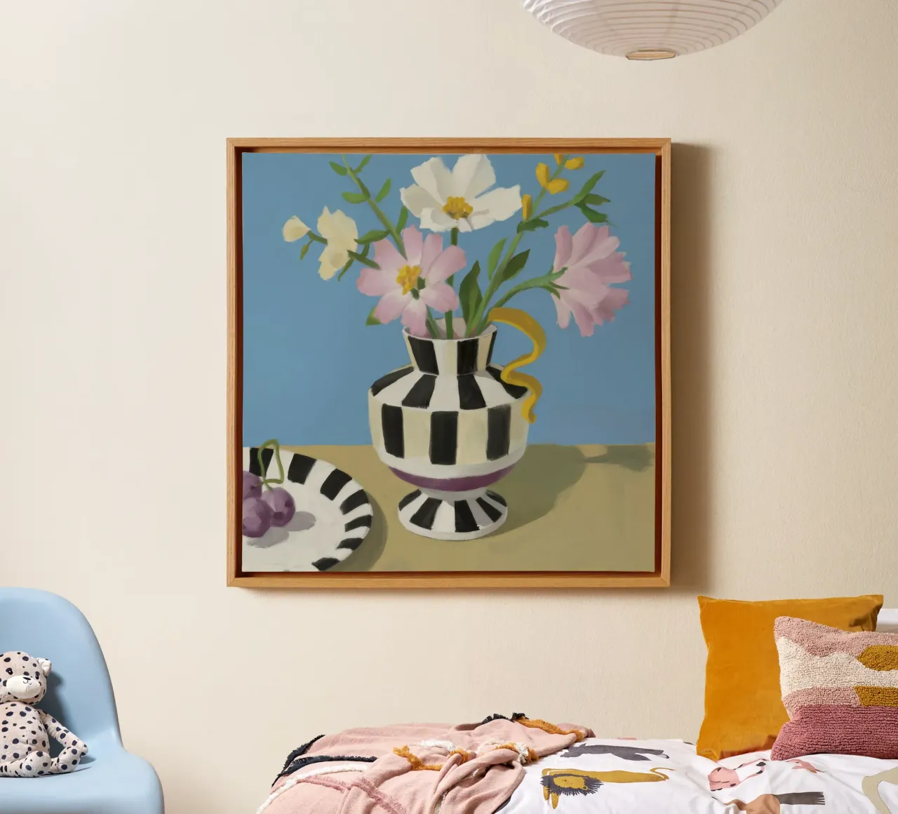 Fiori in vaso a righe tela con Cornice a cassetta da Lumie Layers