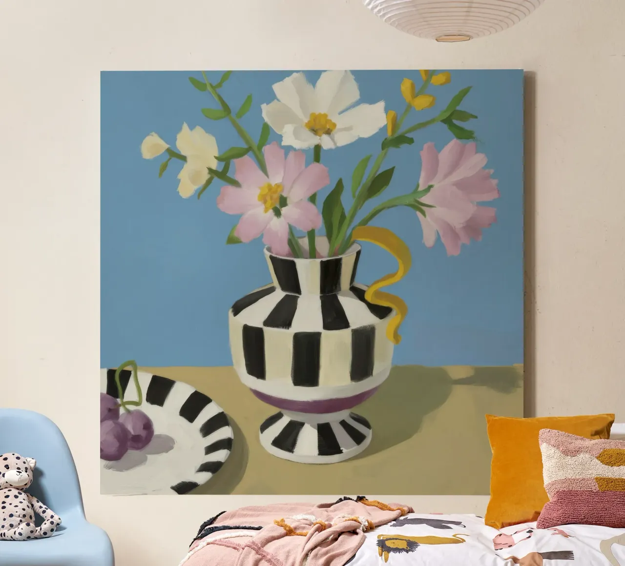 Fiori in vaso a righe tela con Cornice a cassetta da Lumie Layers