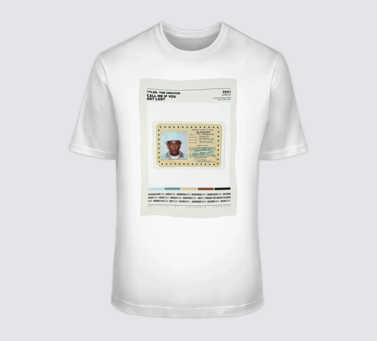 Minimalist Album Tyler The Creator - Call Me If You Get Lost t-shirt da edanfargol