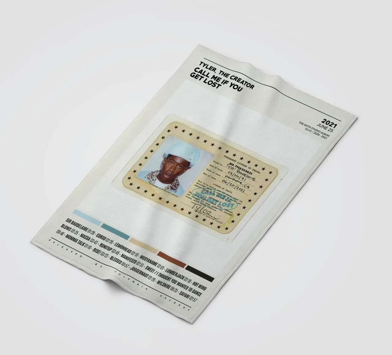 Minimalist Album Tyler The Creator - Call Me If You Get Lost coperta in pile da edanfargol