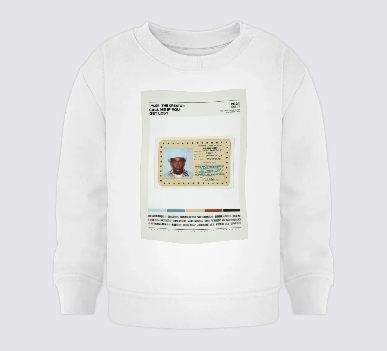 Minimalist Album Tyler The Creator - Call Me If You Get Lost felpa neonato da edanfargol