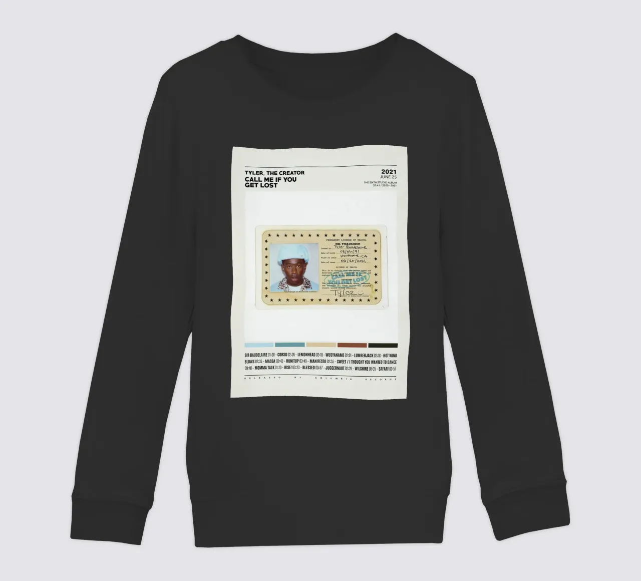 Minimalist Album Tyler The Creator - Call Me If You Get Lost felpa bambino da edanfargol