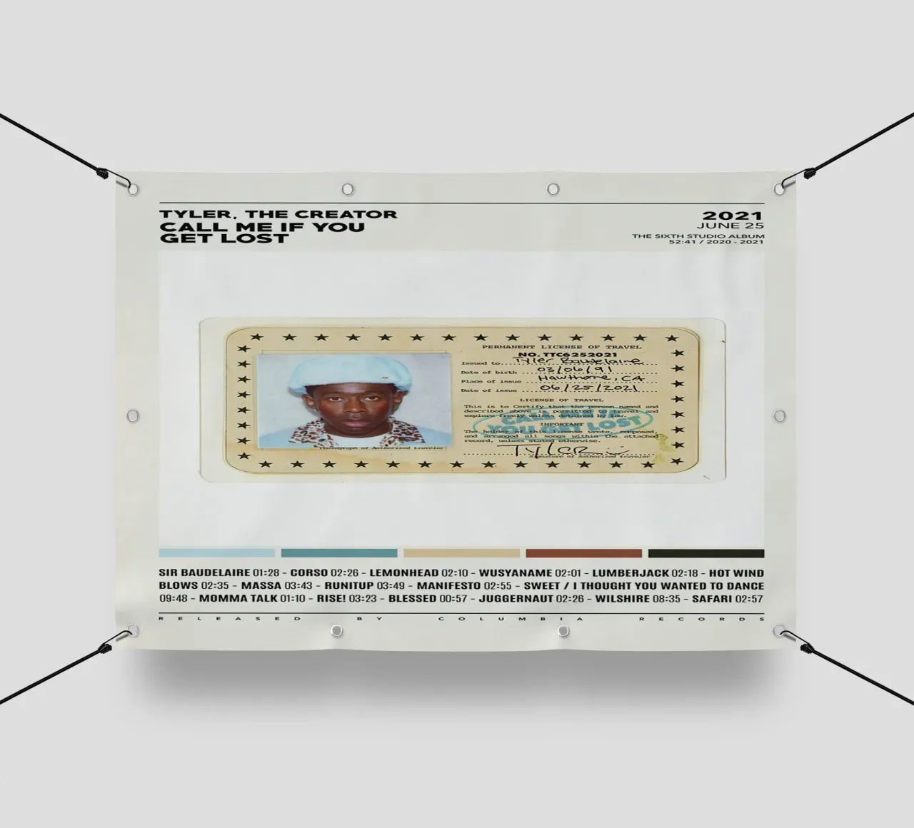 Minimalist Album Tyler The Creator - Call Me If You Get Lost telo in pvc da edanfargol