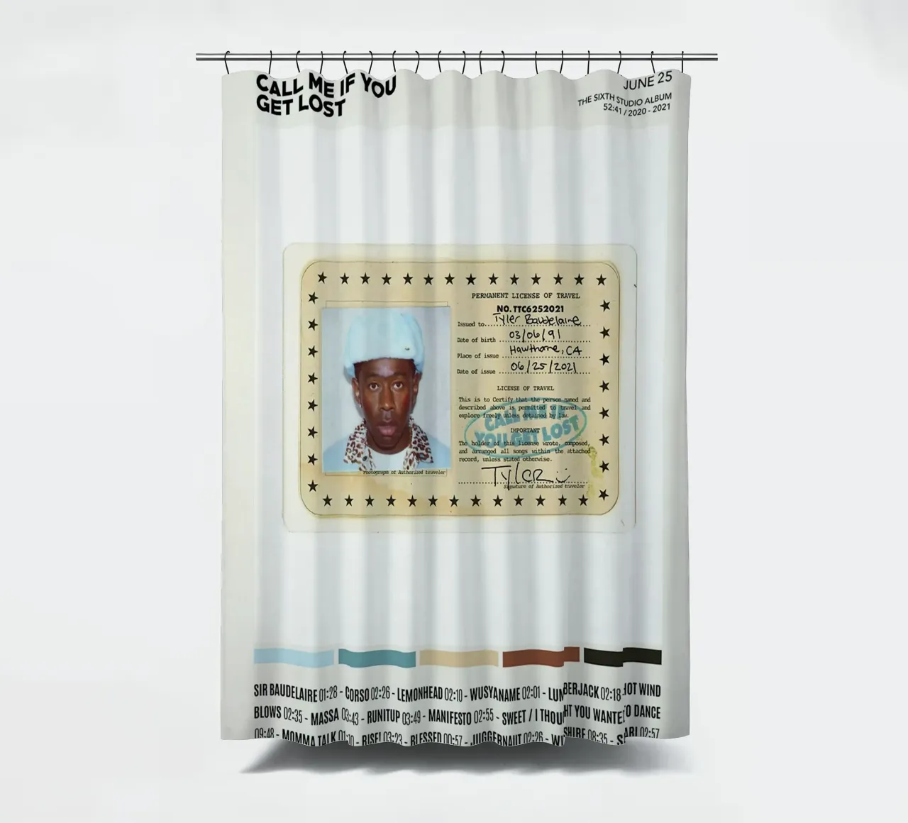 Minimalist Album Tyler The Creator - Call Me If You Get Lost cortina de baño de edanfargol