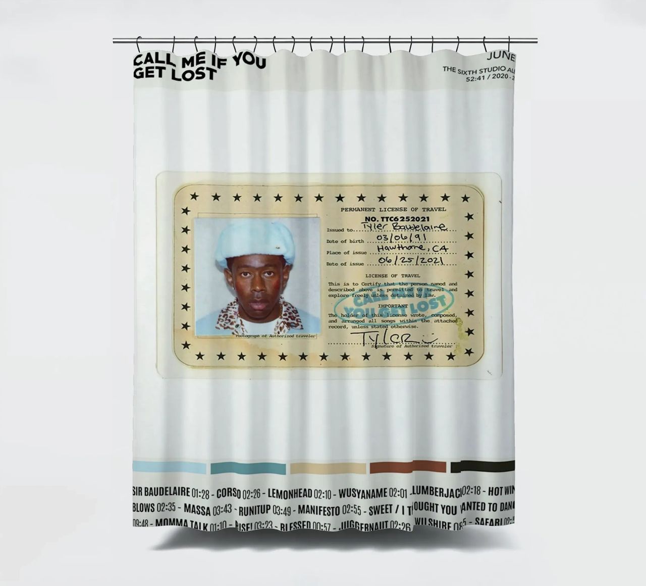Minimalist Album Tyler The Creator - Call Me If You Get Lost tenda da doccia da edanfargol