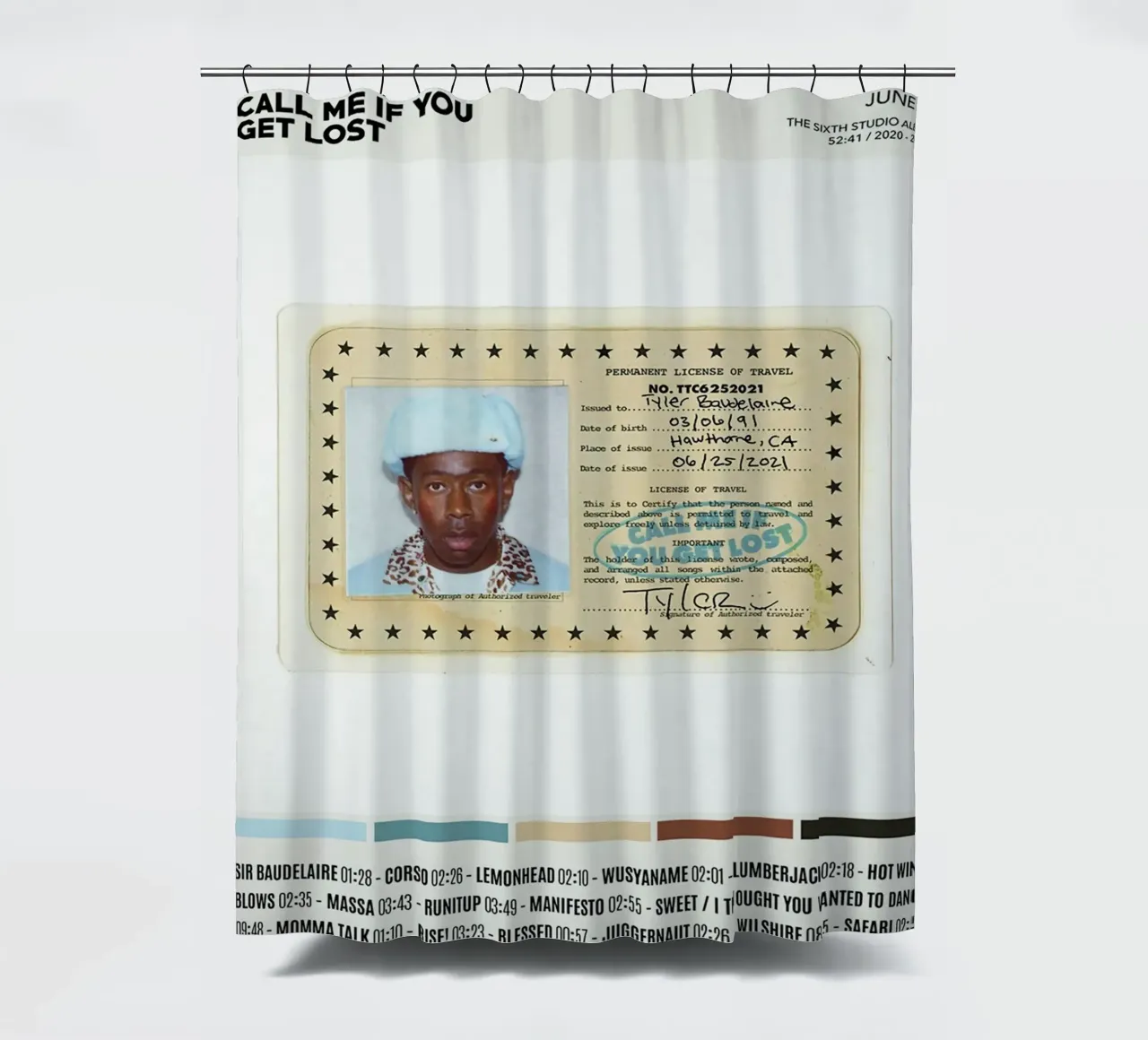 Minimalist Album Tyler The Creator - Call Me If You Get Lost cortina de baño de edanfargol