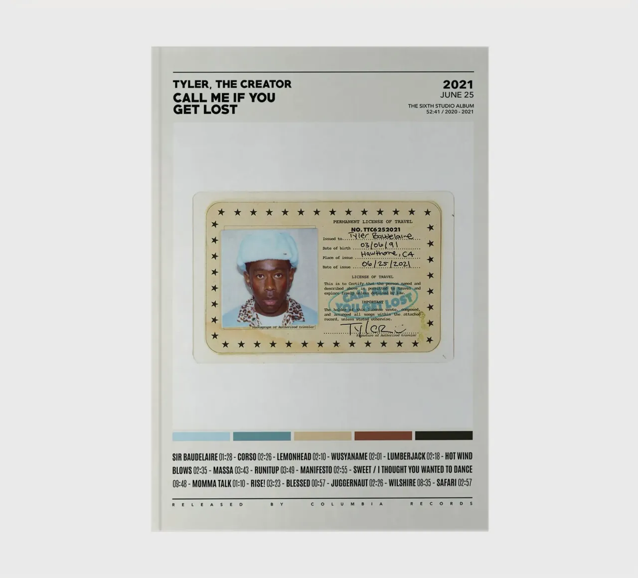 Minimalist Album Tyler The Creator - Call Me If You Get Lost diario da edanfargol