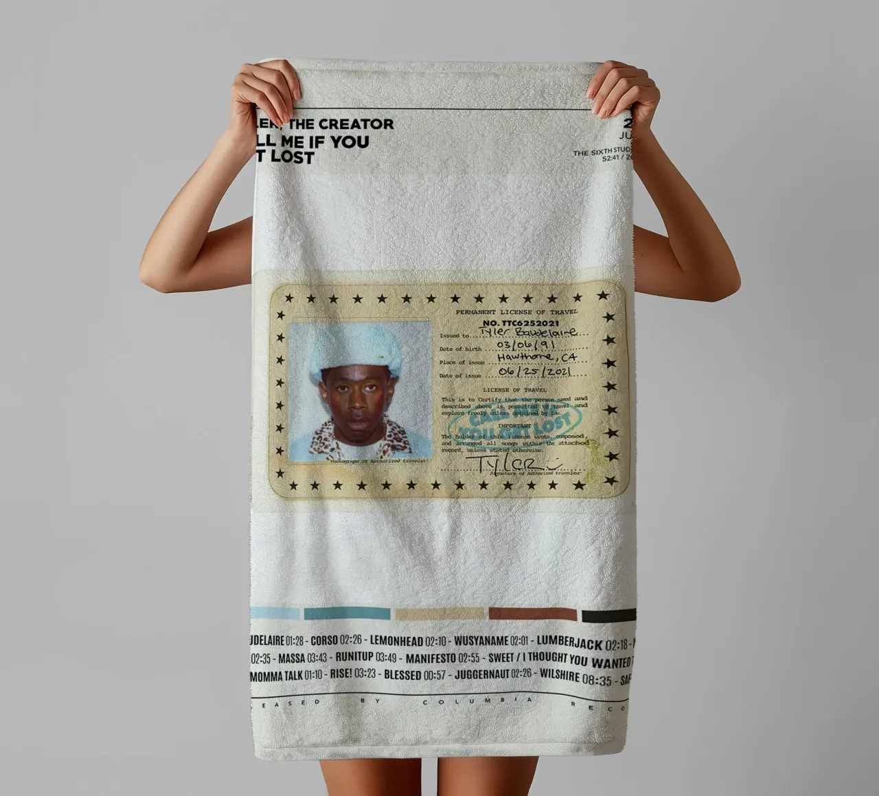 Minimalist Album Tyler The Creator - Call Me If You Get Lost asciugamano da bagno da edanfargol