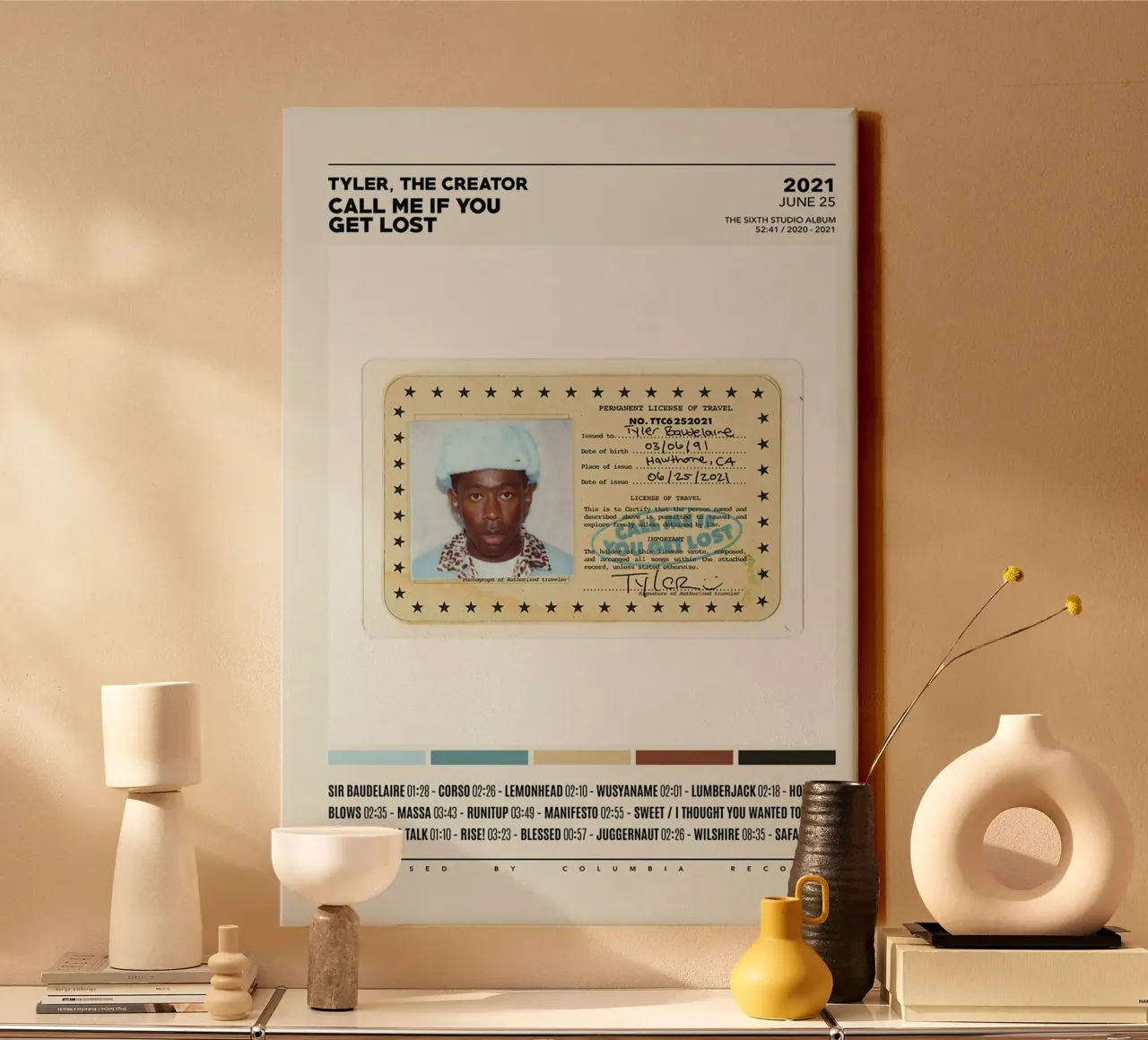 Minimalist Album Tyler The Creator - Call Me If You Get Lost lienzo de edanfargol