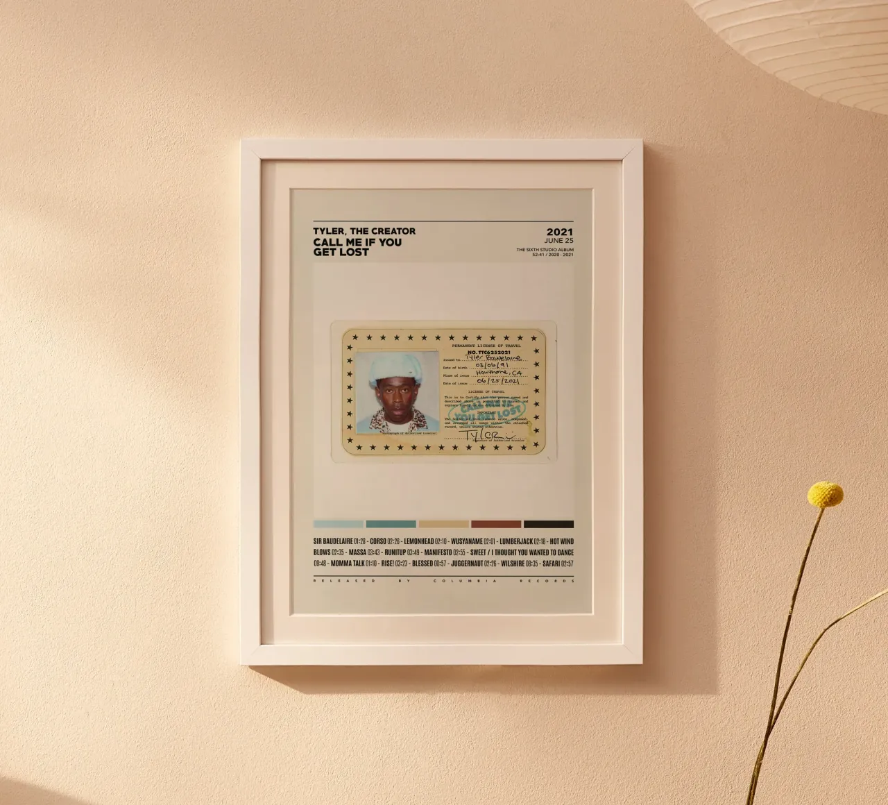 Minimalist Album Tyler The Creator - Call Me If You Get Lost carta hahnemühle da edanfargol