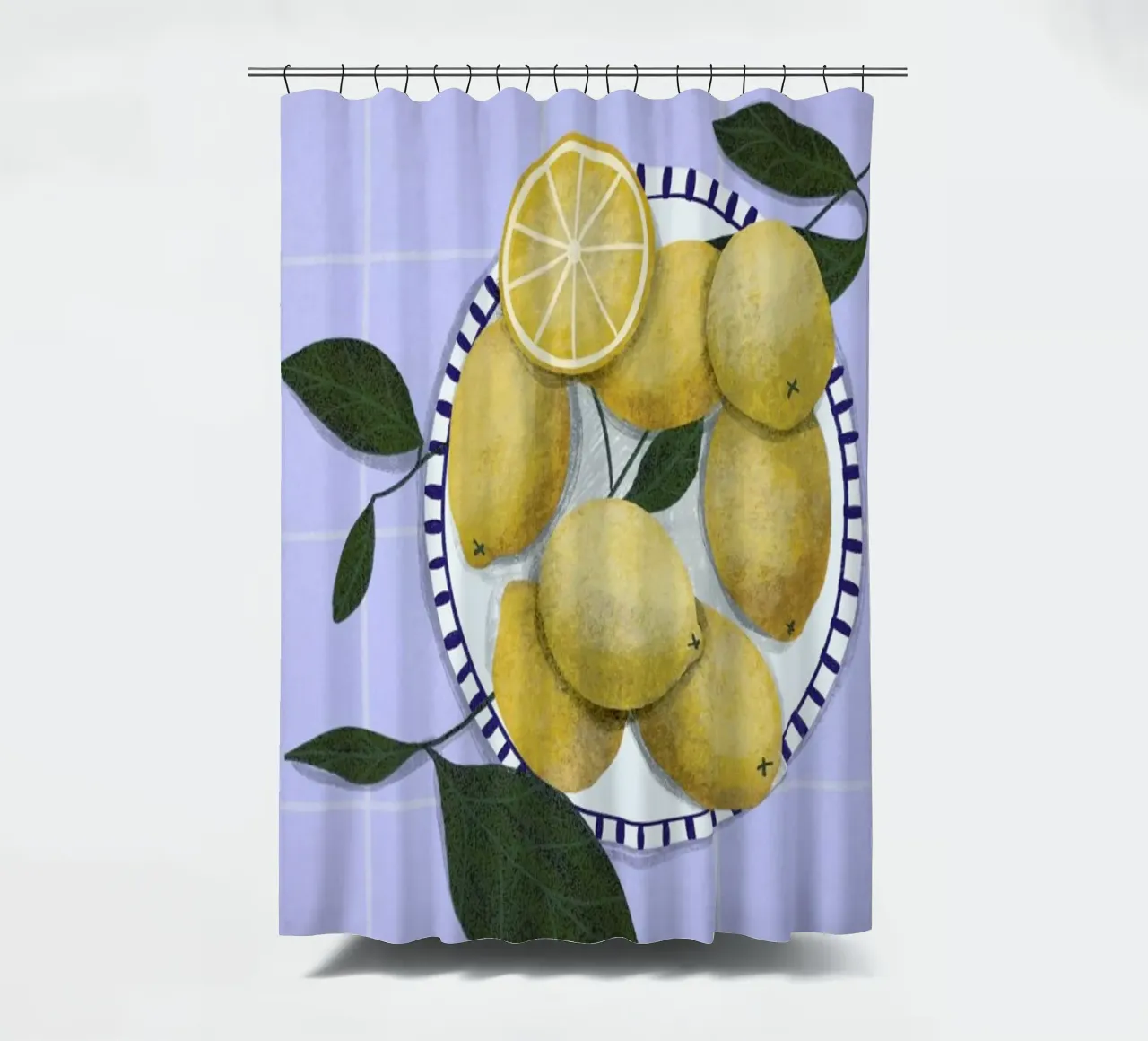 Lemons On Blue Tablecloth tenda da doccia da Be Mart