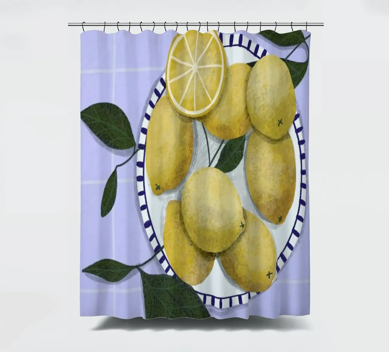 Lemons On Blue Tablecloth tenda da doccia da Be Mart