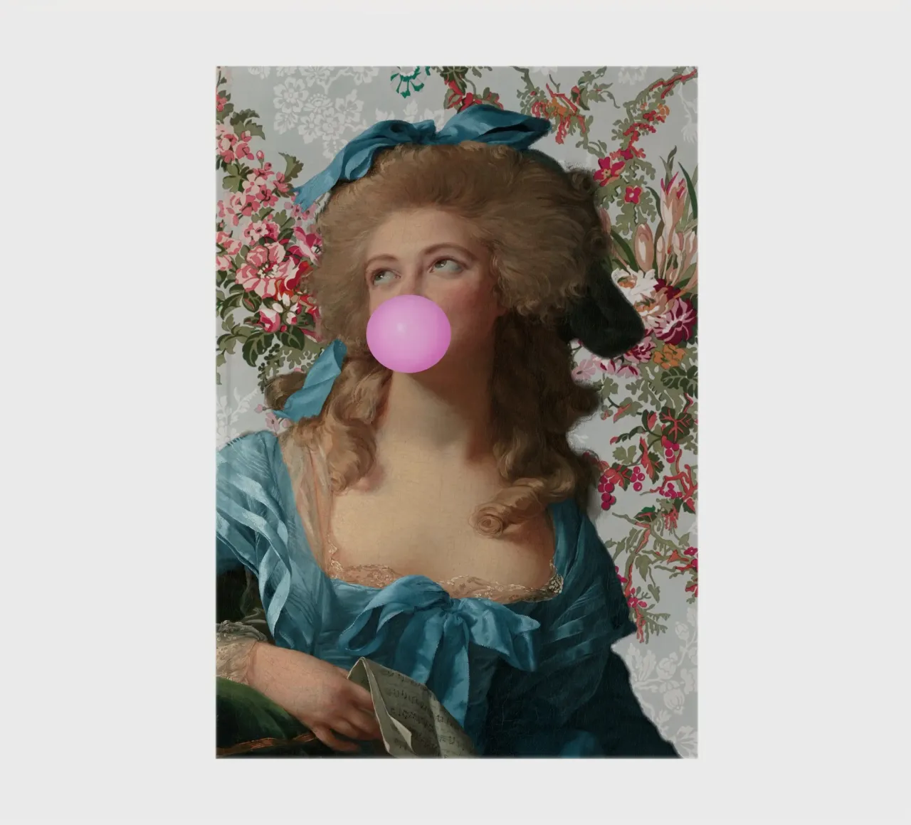 Bubble Gum Woman Feminine Art Pink and Floral notebook by GraceDigitalArtCo