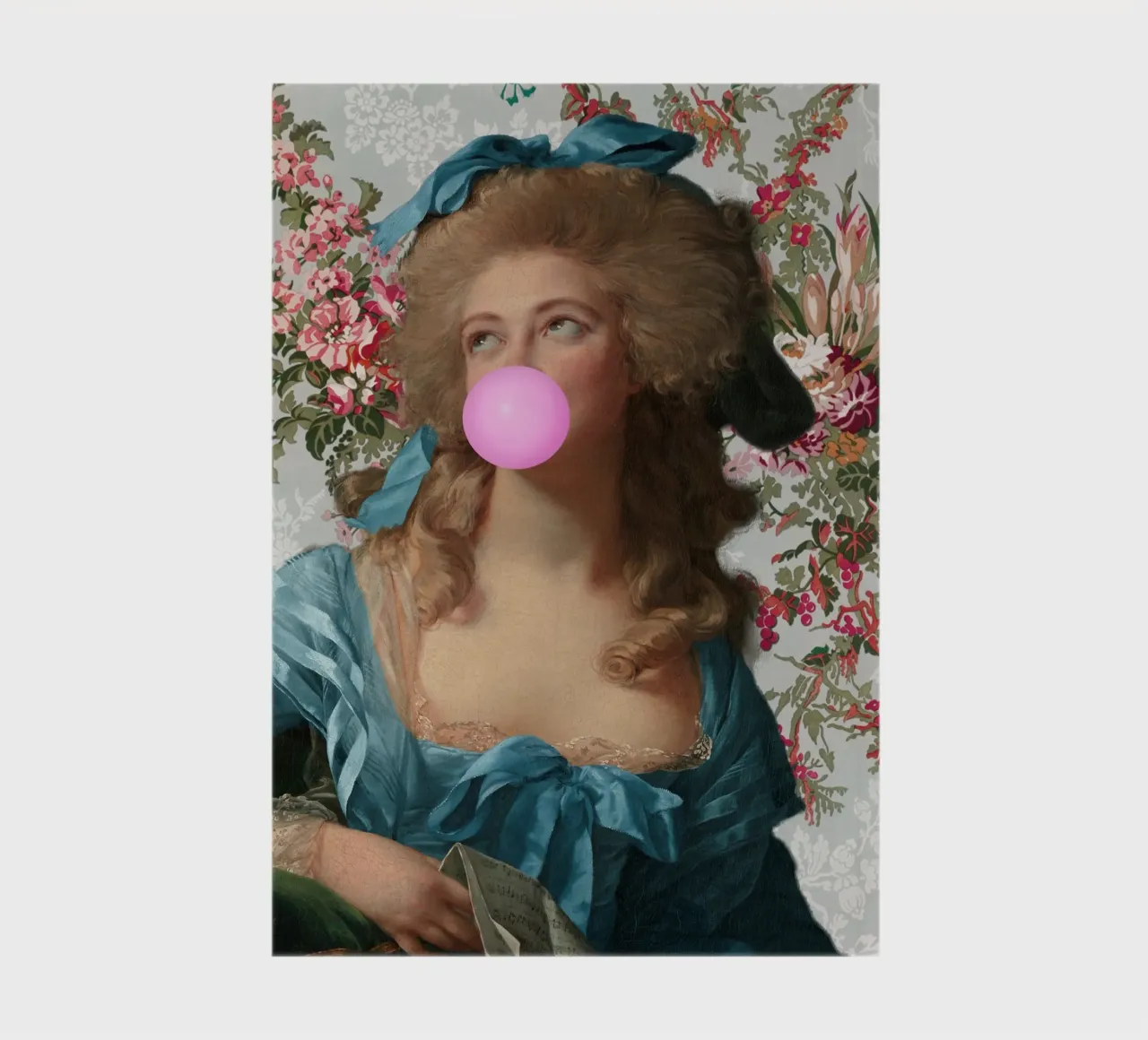 Bubble Gum Woman Feminine Art Pink and Floral notebook by GraceDigitalArtCo